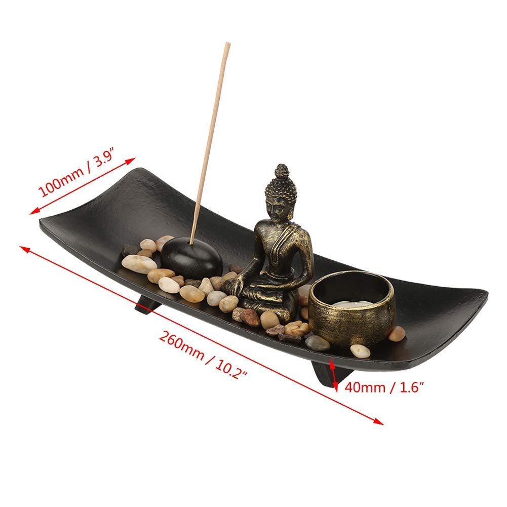 HT217 Tischplatte Buddha Zen Garden, Bronze Vintage Räuchergefäß Räuchergefäß Tischplatte, Räucherstäbchenhalter für Wohnkultur Meditation Entspannen