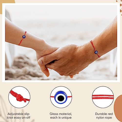 Yinkin 12 Pcs Red Evil Eye Bracelets for Women Protection Bracelet for Christmas Adjustable Lucky Bracelet String Pack Evil Eye Charm Strand Bracelet for Adult Kids Gifts4