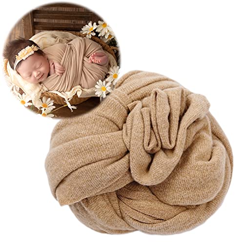 Image of Zeroest Newborn Baby Photo Outfits Props Stretch Blanket Infant Boy Girl Photography Velvet Wraps for Baby Photo Shoot Newborn Photography Wraps (Tan)