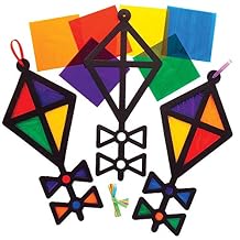 Baker Ross AT673 Kite Stained Glass Decoration Kits - Pack of 6, Suncatcher Stained Glass Effect for Children to Make and Display