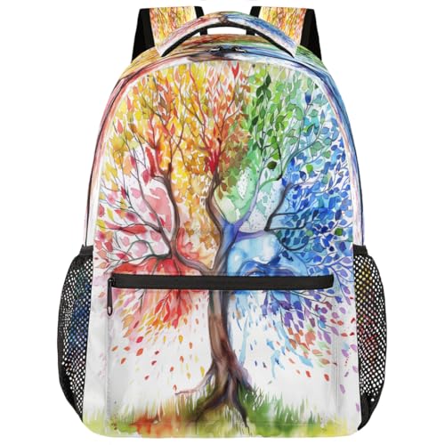 Watercolor Painting Tree Colorful Backpack Laptop Backpacks Casual College Travel Bag Hiking Daypack for Women Men