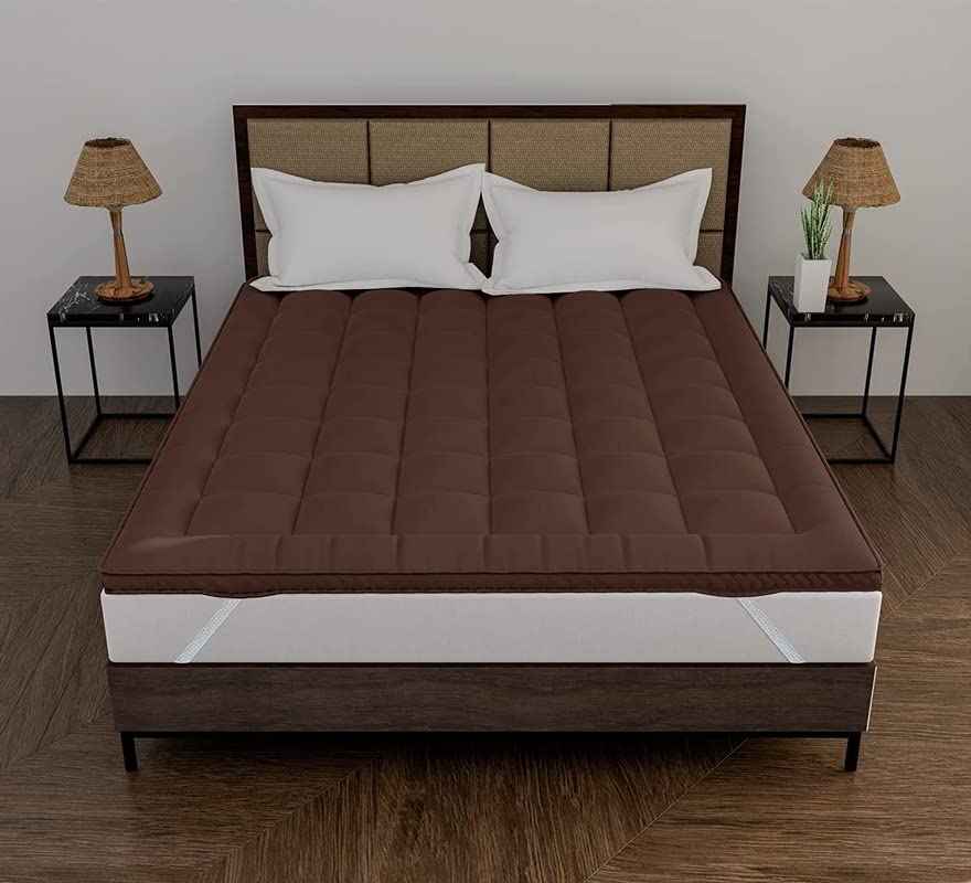 Image of Rajasthan Crafts Ultra Soft Microfiber Mattress Topper /Padding (Small Queen Bed (60inch x 72inch), Brown)