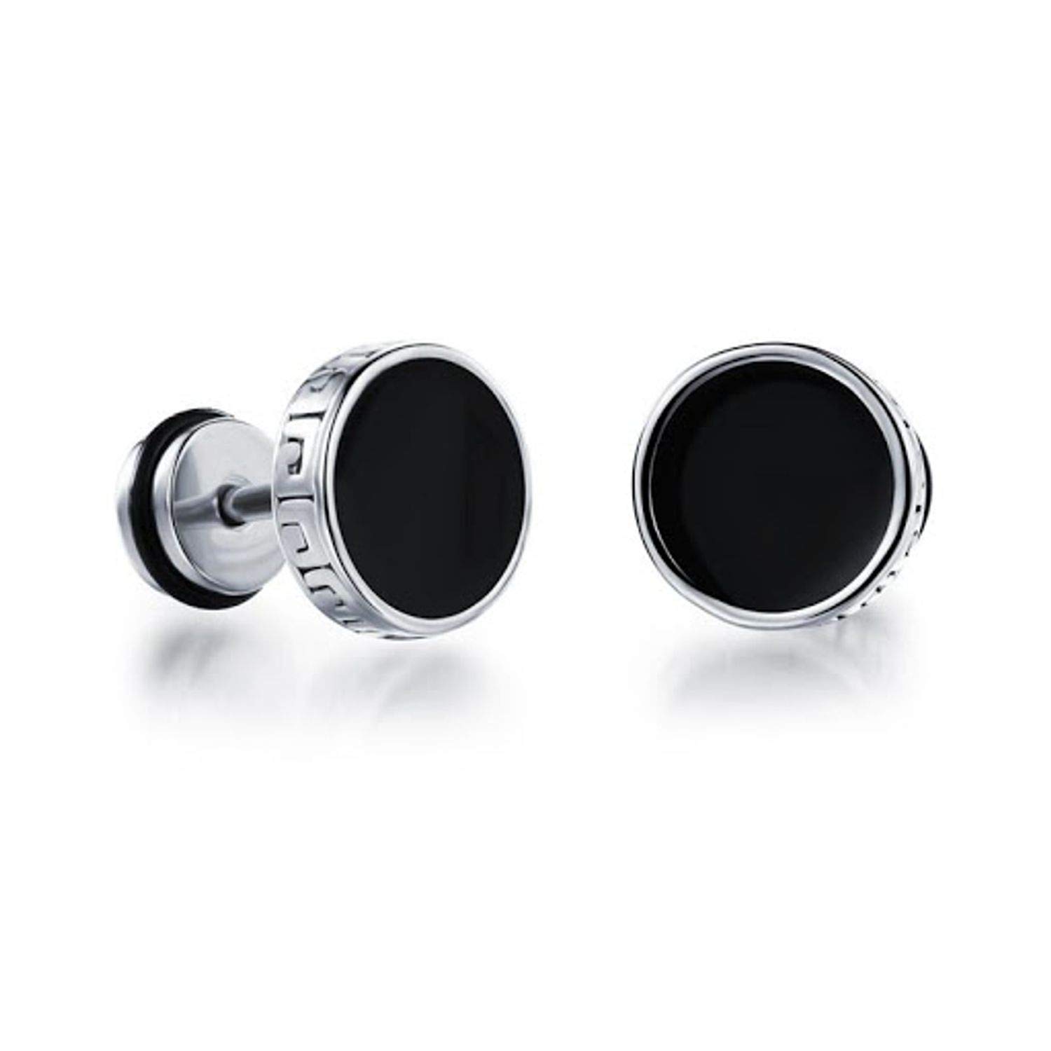 Mens Jewellery Valentine Multi Silver Dumbells Stud Bali Hoop earrings for men/Ear rings Combo For Men/Gents/Boys/unisex Non-Piercing Ear mens jewellery Copper Hoop Earring-image-0