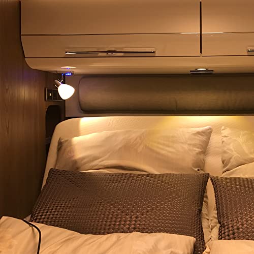 12 Volt Rv Reading Lights, 12V/24V Dimmable Boat Reading Lamp, 3000K Warm Light, Sunset Color Frosted Glass Polishing Finish Led Light, Aluminum Sliver Finish, For Camper Trailer Interior Lighting 2Pk #TOP1