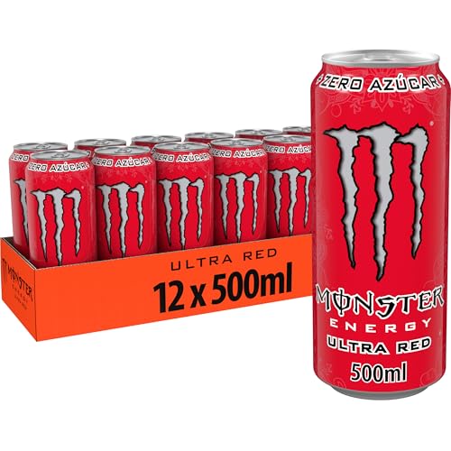 Monster Energy Ultra Red, Bebida EnergéticaPack de -12 Latas de 500ml