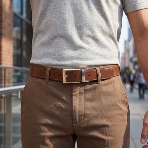 Image of DOOPAI Reversible Leather Belt for Men 1.25 inch - Dual Sided Dress and Casual Belt, Trim to Fit, 2 Styles in One Belt