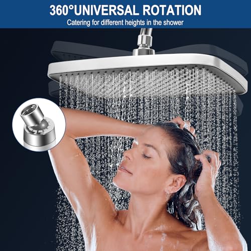weiclianhp Regendusche duschkopf 12 Zoll, Duschkopf Regendusche Edelstahl 304 Quadrat, Kopfbrause Gebürstetes Chrom-Finish, Selbstreinigende Duschbrause Regendusche Installierbar an der Wand