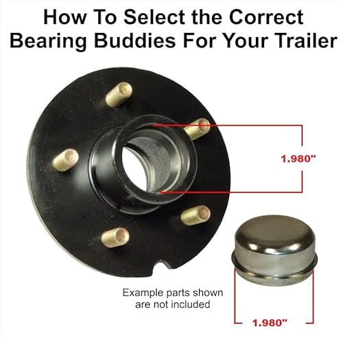 Bearing Buddy Caps - Trailer Bearing Dust Cap Protector For Trailers - Chrome Buddy Bearing Caps Of 1.980" Diameter - Bearing Buddies For Trailers To Keep Water And Dirt Out Of Hub And Bearings-2Pairs #TOP1