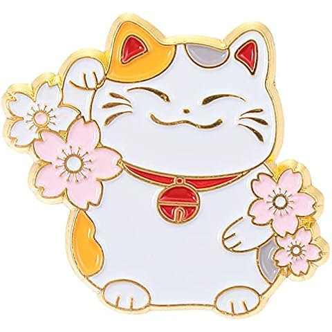 STOBOK Lucky Cat Pin Good Luck Cat Enamel Pin Waving Cat Lapel Pin Kawaii Good Luck Charm Gift Accessory for Jackets Hats Backpacks Tops Cover