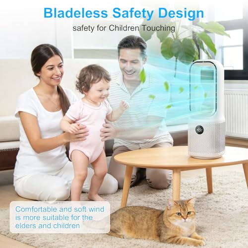 Beautiq 13 Inch Bladeless Desk Fan, 9 Speeds, 60° Oscillation, Table Fan with Magnetic Aromatherapy Tray, 3-Color Dimmable LED Night Light & Timer, Ultra-Quiet for Bedroom Home Office by Beautiq - Image 6