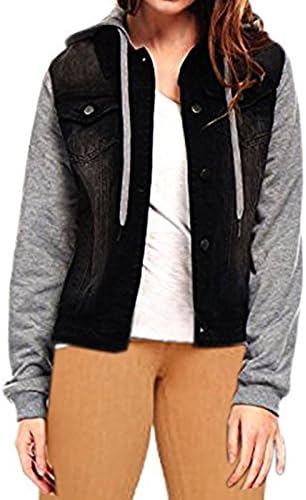 Womens jean jacket with sweatshirt sleeves Clearance