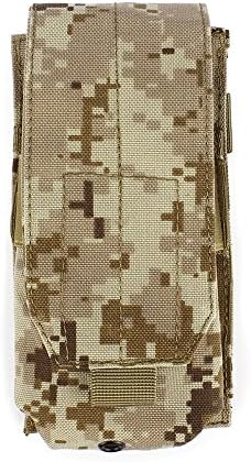 Outry M4 M16 AR-15 Type Magazine Pouch Mag Holder - Triple/Double/Single Airsoft MOLLE Mag Pouch - Velcro Closed Flap Version - Single - Digital Desert