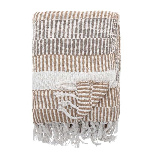 Bloomingville Couvre-lit de qualité supérieure 160 x 130 cm – Plaid Polyvalent en Coton recyclé, idéal comme Couverture de canapé ou pour lit et Jardin, Doux et Facile d'entretien
