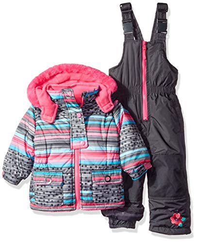 Wippette Girls Baby Girls & Toddler Insulated Snowsuit, Striped Charcoal, 12M