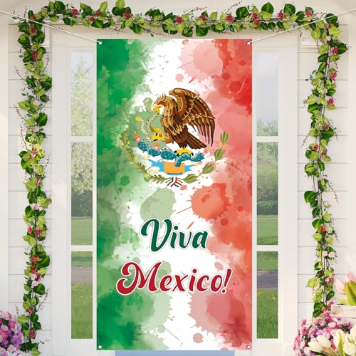 Viva Mexico Door Cover Dia De La Independencia Photo Backdrop El 15 16 De Septiembre Mexican Independence Day Fiesta Party Decorations and Supplies for Home