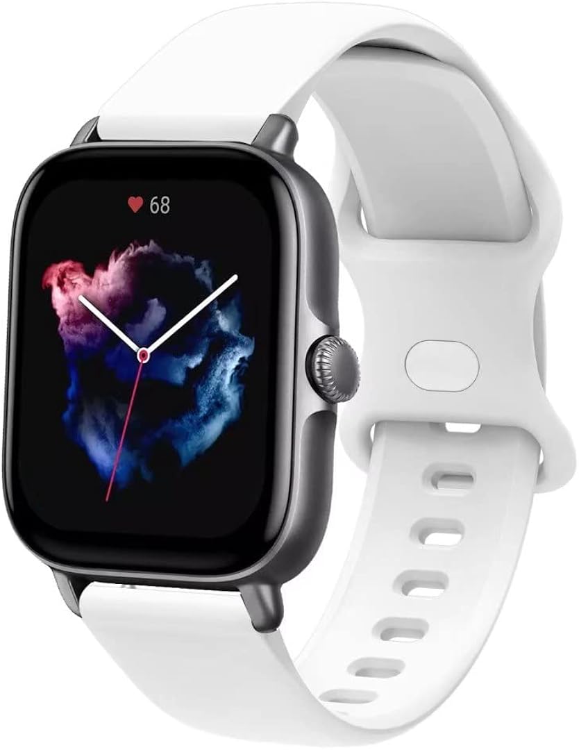 iPartsonline Sport Band Compatible for Amazfit GTS 2 mini/GTS 3/GTS 2e/Bip U Pro 20mm Smartwatch Wristband, Soft Silicone Replacement Strap for Venu 2 Plus/Vivoactive 3, White : Cell Phones & Accessories