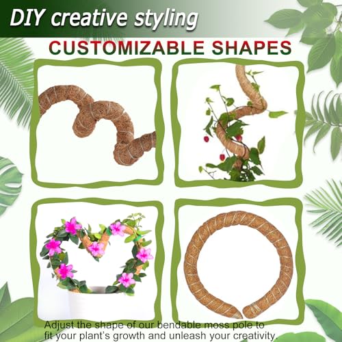 image for Soupiar 2 Pack 48'' Bendable Moss Pole for Monstera & Pothos - Tall Ha
