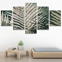 SIGNWIN 5 Panel Canvas Wall Art Modern Art Decorative Elements Expressive Leaves Multicolor Patterns Photography for Home Decorations Ready to Hang - 60