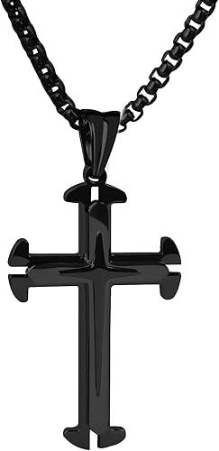 Cross Pendant for Car Rear View Mirror Cross Charm Auto Interior Decor Accessories Cross Necklace Men Boy Amulet Christian Gift