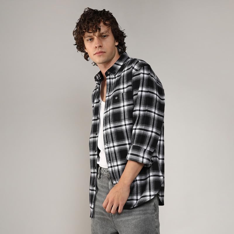 Image of CAHOOT Men's Brushed Buffalo Check Shirtfor Casual Wear | Spread Collar | Long Sleeve | Button Closure | Shirt Crafted with Comfort Fit for Everyday Wear