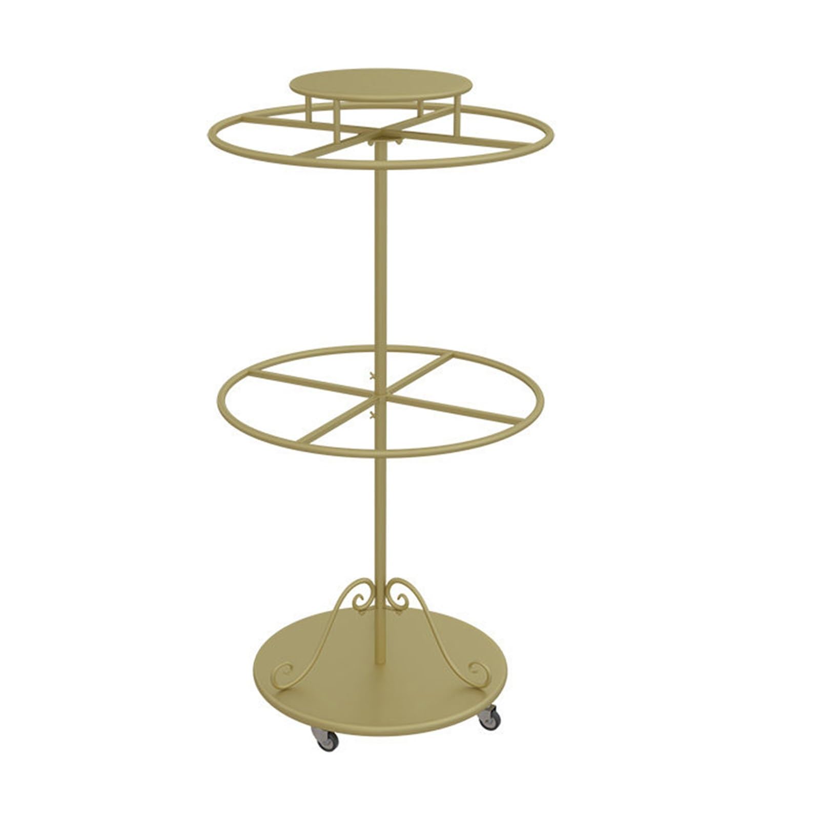 Xnxysmkj Gold 360° Rotating Clothing Rack,2-Tier Spinnings Garment Display Stand With Wheels,Heavy Duty Metal Organizer For Retail Store Closet,Multi-Layer Storage (Gold)