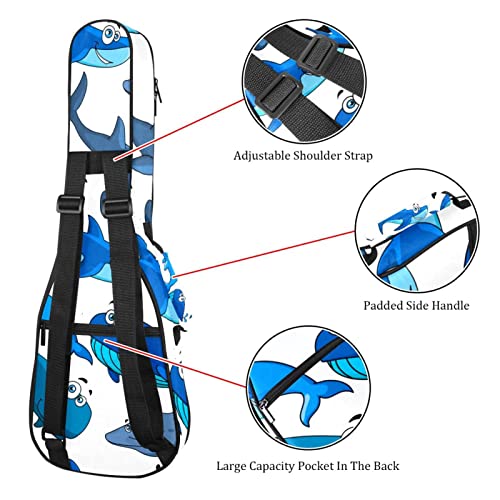 Housse pour ukulélé, dessin animé, requin, dauphin, bleu, noir, 10 mm, rembourrage épais en éponge de 53,3 cm, sac de… - Les Beatles, Paul McCartney, John Lennon, RIngo Starr, George Harrison Housse pour ukulélé, dessin animé, requin, dauphin, bleu, noir, 10 mm, rembourrage épais en éponge de 53,3 cm, sac de… – Image 4