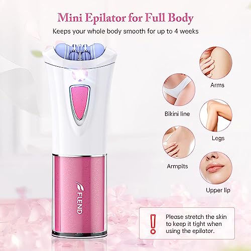 Bubbacare Epilator, Smooth Glide Facial Epilator for Women, Hair Remover, Face, Legs, Bikini, Armpits, Arms, Anti-Slip, LED Light, Portable, Pink Pouch, Clean Brush, 2 AAA Batteries Required - Image 3