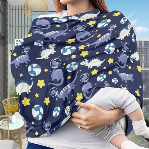 Image of Dinosaur Car Seat Cover for Baby Carseat - Infant Car Seat Cover for Sun - Breathable Nursing Cover Up for Breastfeeding, Lightweight Car Seat Canopy