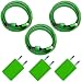 Produktbild [i!®] 3X USB Netzteil 5V/1A + 3X 1m Premium Nylon USB-C Ladekabel Datenkabel Ladegerät Set für alle USB C Geräte | Smartphone Handy Tablet Samsung Galaxy S10 S9 S8 Plus | grün