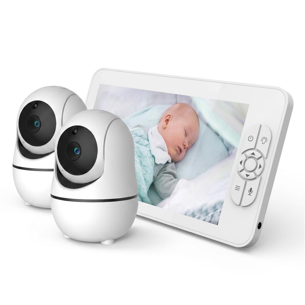 Monitor de bebé de pantalla dividida HD de 7 pulgadas, cámaras duales de 1080P, batería de 6000 mAh de hasta 48 horas, modo VOX, sin monitor privado WiFi con soporte flexible, audio bidireccional, PTZ