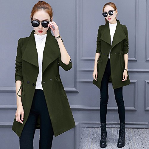 Manteau coupe-vent d'hiver en laine avec taille mince isolante et grand revers protecteur