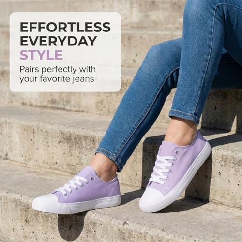 Image of Canvas Shoes for Women, Women's Fashion Sneakers | Casual Low Top, Lace Up, Rubber Sole, Canvas Upper, Cushioned Insole