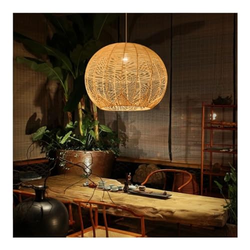 Lustre réglable en rotin Boho E27 luminaire suspendu ferme - 4