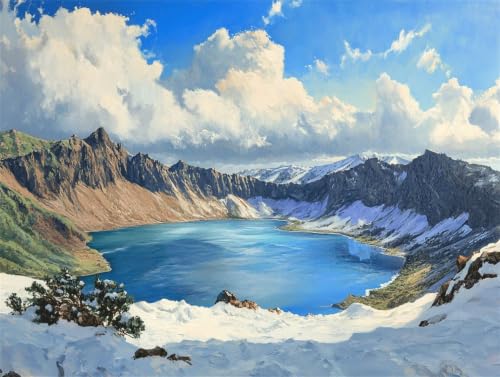 Pintar por números adultos lago cuadros lienzo pintura acrílica 60x80cm DIY