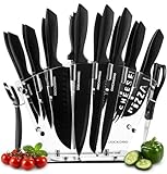Dockorio Kitchen Knife Set with Block, 19 PCS High Carbon Stainless Steel Sharp includes Serrated Steak Knives...