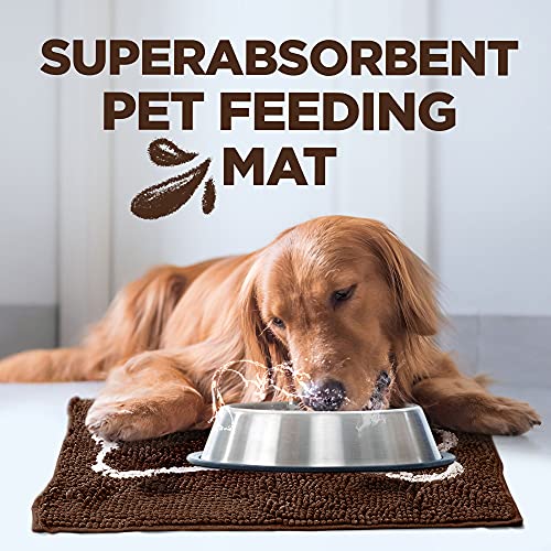 Soggy Doggy Slopmat Ultra-Absorbent Dog Door Mat For Food And Water, Microfiber Chenille Dog Mat For Muddy Paw And Messy Eater, Washable Indoor Mat For Sleeping And Eating, Dark Chocolate/Oatmeal Bone #TOP2