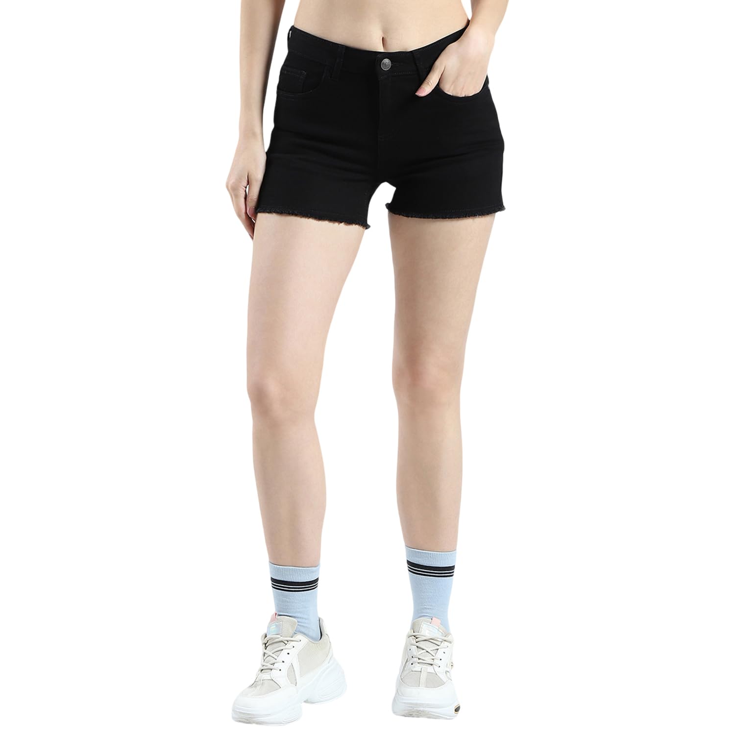 monte carlo Women's Solid Regular Fit Denim Shorts | Button Closure | Stylish & Comfortable Casual Wear Shorts for Women's-picture-52