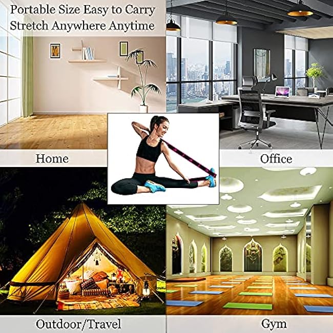 Yoga Strap 8 Loops Yoga Stretch Strap Exercise Elactic Band for Stretching, Physical Therapy, Pilates, Dance and Gymnastics