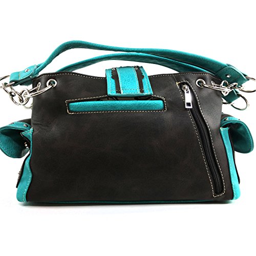 Justin West Floral Concho Tooled Leather Western Concealed Carry Handbag Purse3