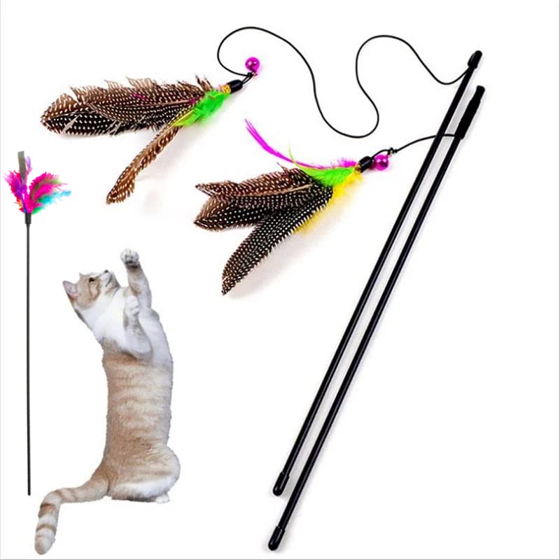 Pet Me Set of 2 Cat Playing Rods Cat Teasing Wands with Rope and Chime (2 Wands 1 with Teasing Rope, 1 Without Rope) (Super Feather) (B0B65M6R6M) Amazon Price History, Amazon Price Tracker