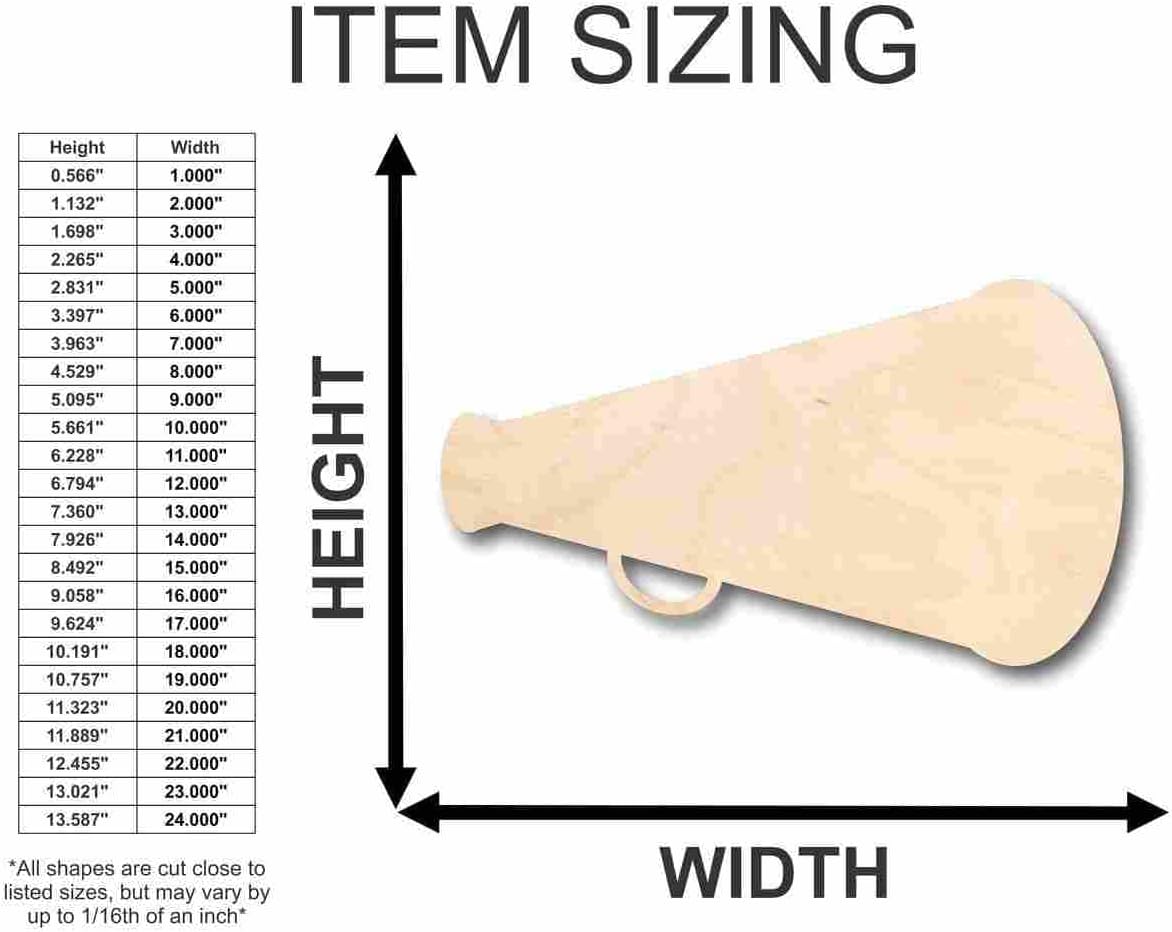 Unfinished Wood Megaphone Shape Cheerleader Protest Craft up to 46" DIY 24" / 1/4"