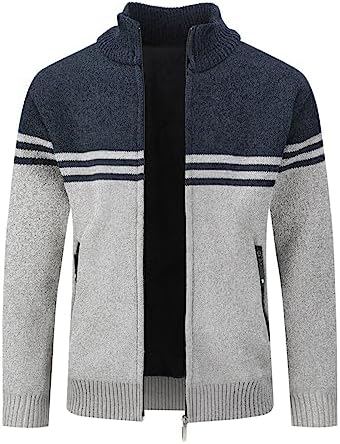 Allthemen Heren vest trui rits grof gebreide casual jas winter outdoor, Zwart, XL