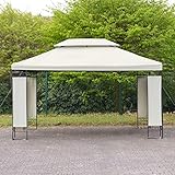 Allpax Gartenpavillon 3 x 4 m Wasserdicht, stabiles Metall Gestell mit Polyesterabdeckung in Creme beige, UV-50+ Sonnenschutz, Pavillon Gartenzelt Partyzelt