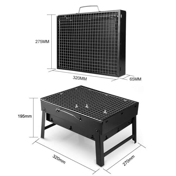 HEBEZON Barbecue Grills Foldable Charcoal Barbeque Grill With 10 Skewers  Charcoal Tray Outdoor bbq grill tools for Camping Hiking Picnics Traveling 