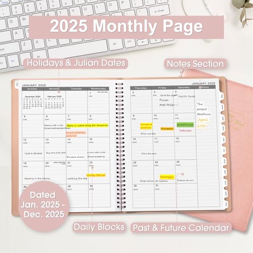 Ymumuda Daily Planner 2025 - Weekly Appointment Book Planner 2025, Daily Planner Appointment Book with 15 Minutes Increments, 8.5" x 11", Large, JAN - DEC 2025, Ideal for School Office Work Schedule - Rose Golden - Thumbnail 4