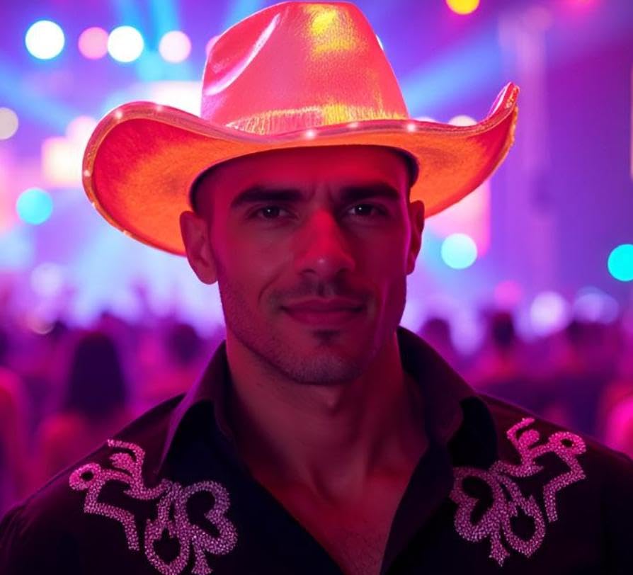 Sombrero vaquero unisex con luces LED para fiesta miniatura 7