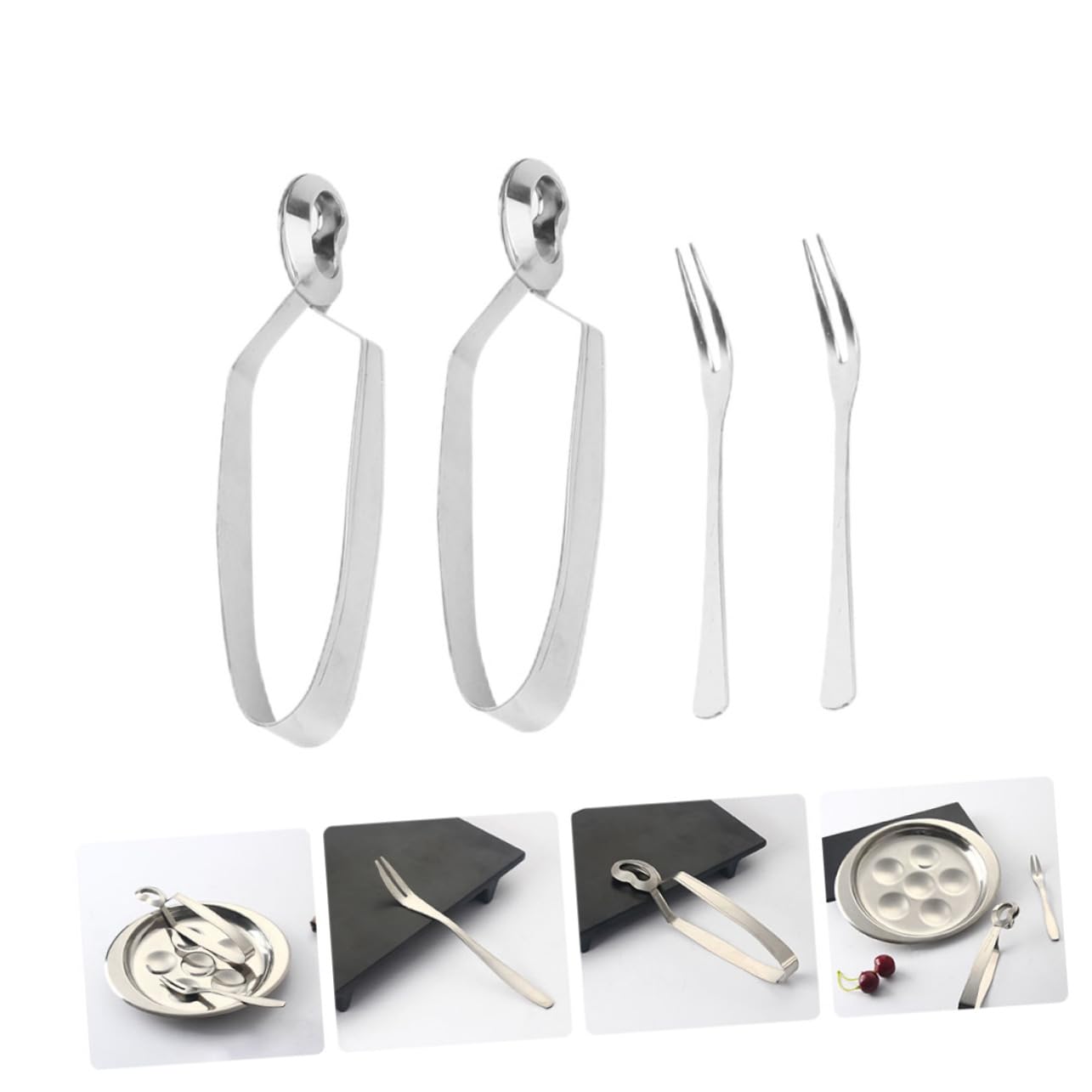 TOPBATHY 16 Pièces Vaisselle D'escargots Au Four Épingle à Cheveux Française Appareils De Cuisine Pince à Escargot Multifonctionnelle Mini-Pinces Champignon Acier Inoxydable Anti-brûlure