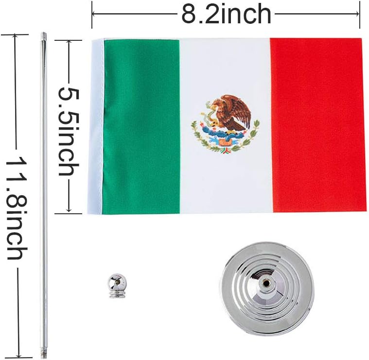 mflagperft Mexico Desk Flag Set, Mexican Table Flag with Stand image 2