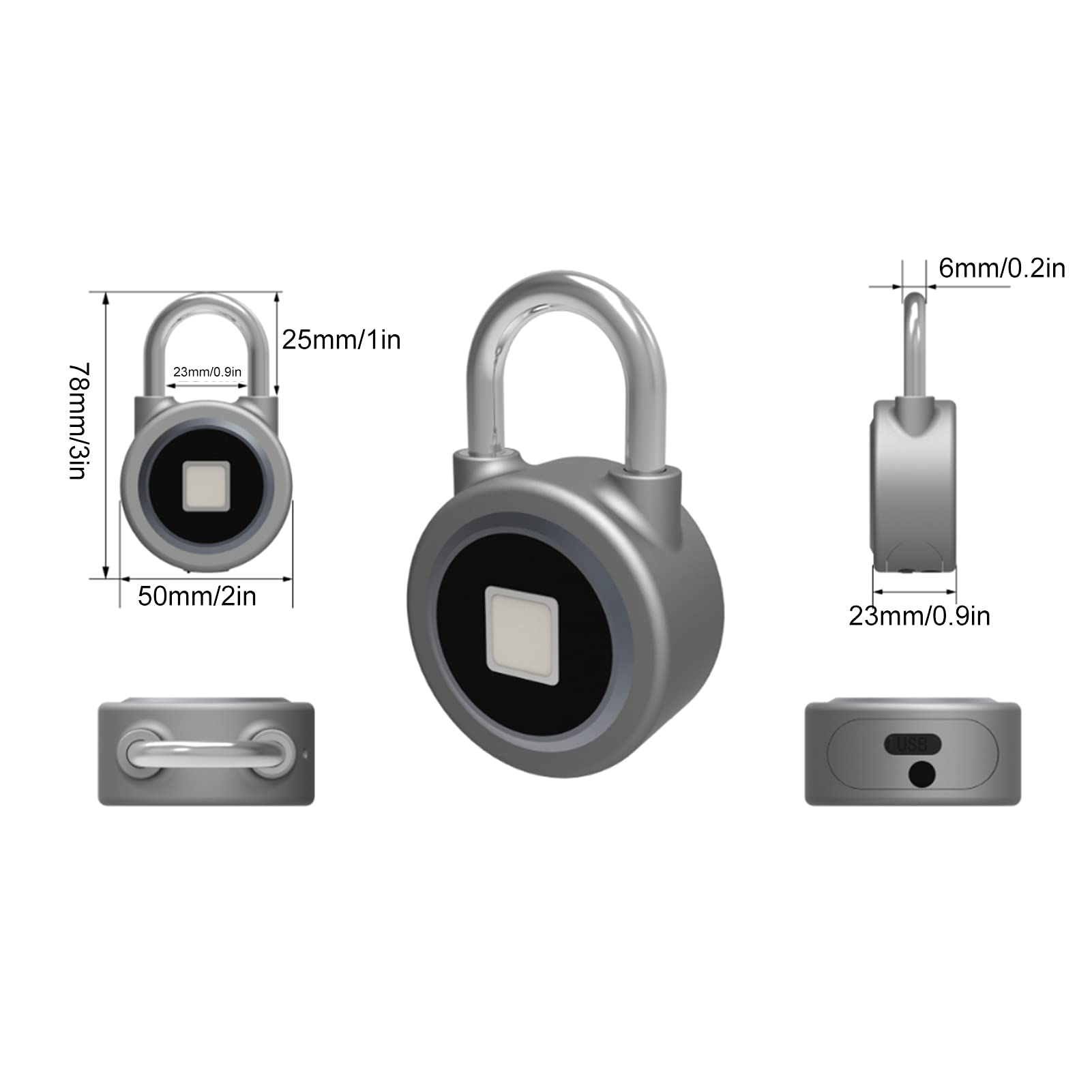 Candado De Huellas Dactilares, Candado Inteligente Bloqueo Bluetooth Bloqueo Biométrico Sin Llave Bloqueo De Casillero Bloqueo De Seguridad Antirrobo Para Gimnasio Deportes Bicicleta Escuela(Gris)