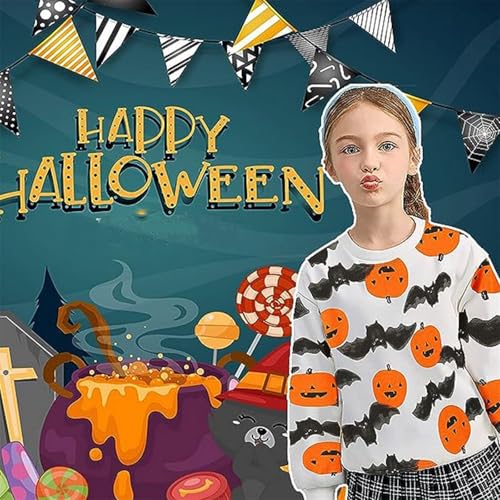 Toddler Little Boy Girl Halloween Sweatshirt Skeleton Pumpkin Kids Long Sleeve Shirt Top Pullover3